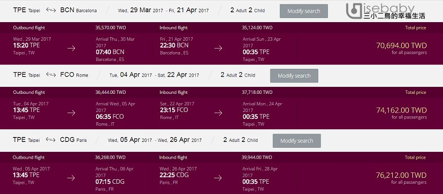 [機票] 2017 January卡達航空旅遊嘉年華．破盤機票強勢回歸x歐洲、美洲、中東、非洲經濟艙來回兩人同行含稅只要NT$16,600起！